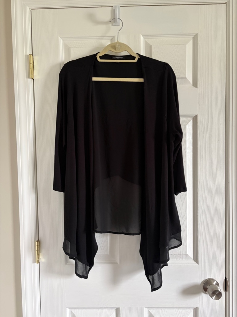 Lane Bryant Black Draped Open-Front Cardigan